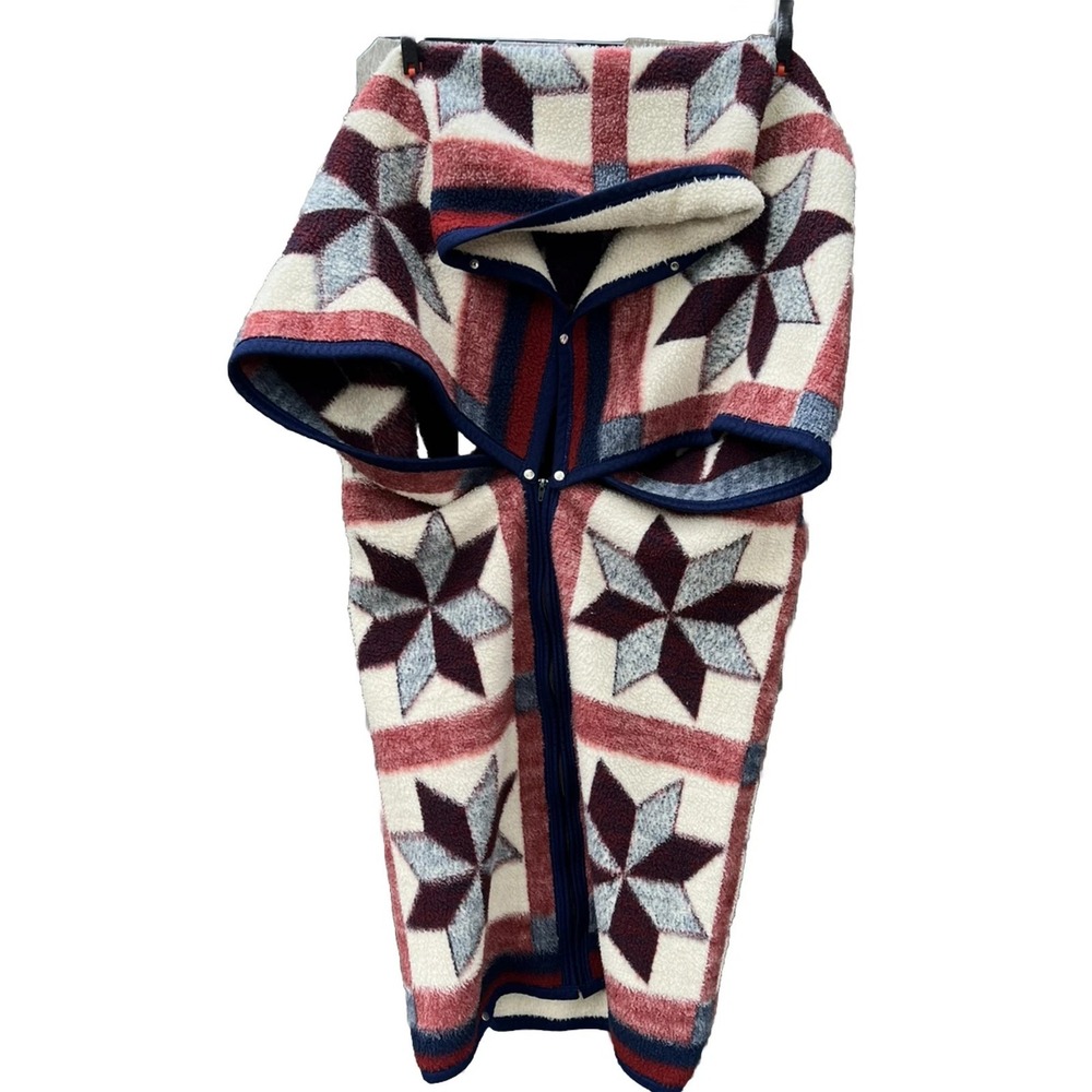 Biederlack Cuddle Wrap Stadium Blanket Throw Americana Star USA 55"x67" VTG
